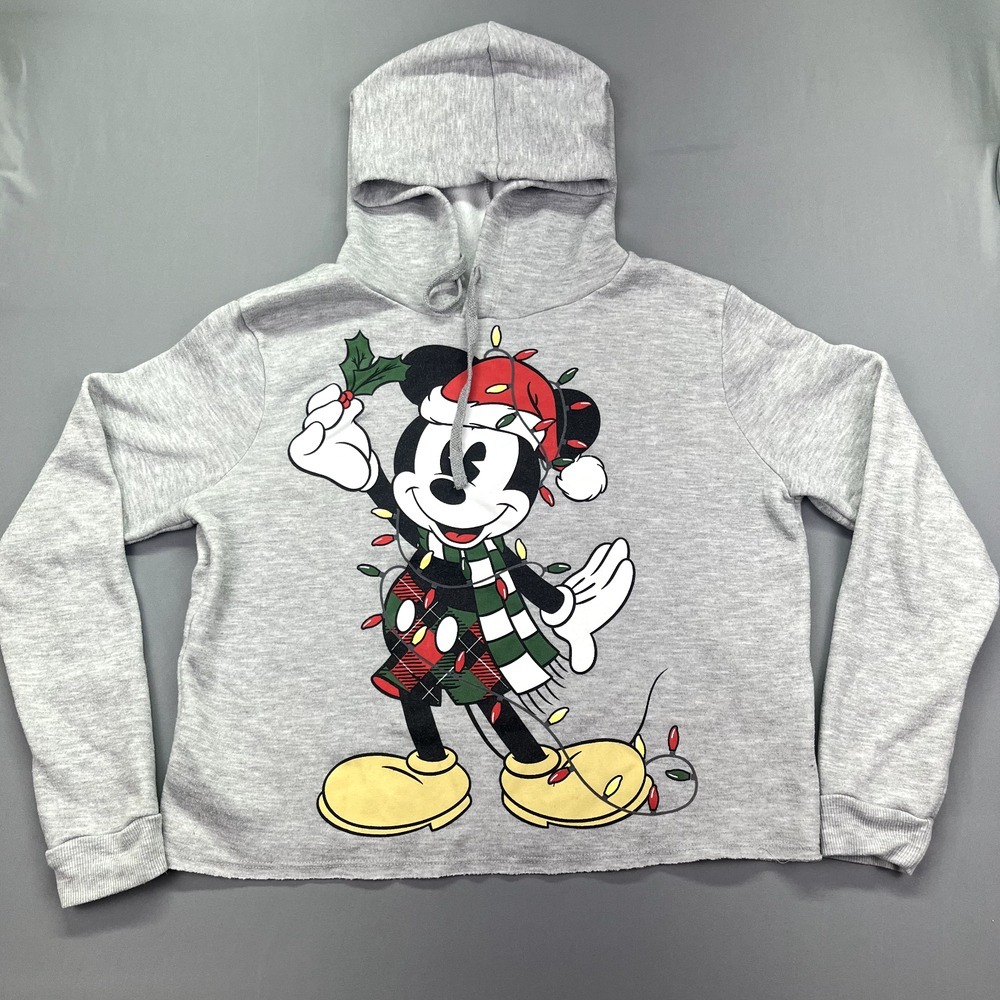 Disney Girl's Sweatshirt Hoodie Micky‎ Mouse Santa Christmas Long Sleeve Size L